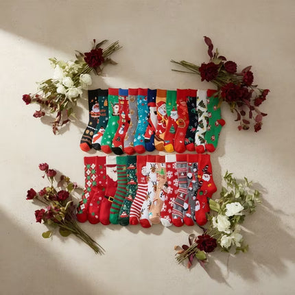 1 Pair of Christmas Santa Claus Cartoon Socks – Unisex Mid-Calf Casual Socks