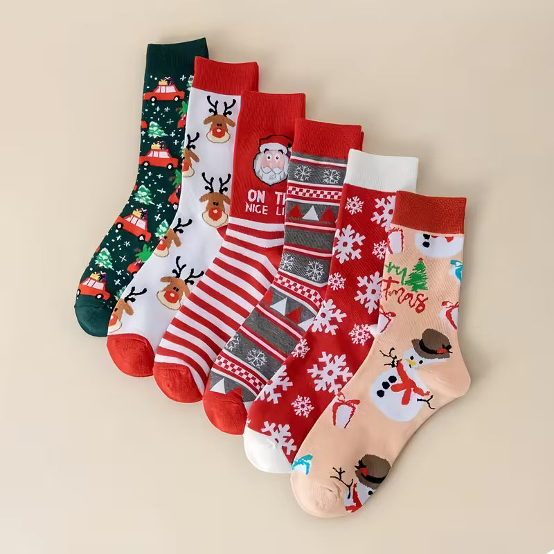 1 Pair of Christmas Santa Claus Cartoon Socks – Unisex Mid-Calf Casual Socks