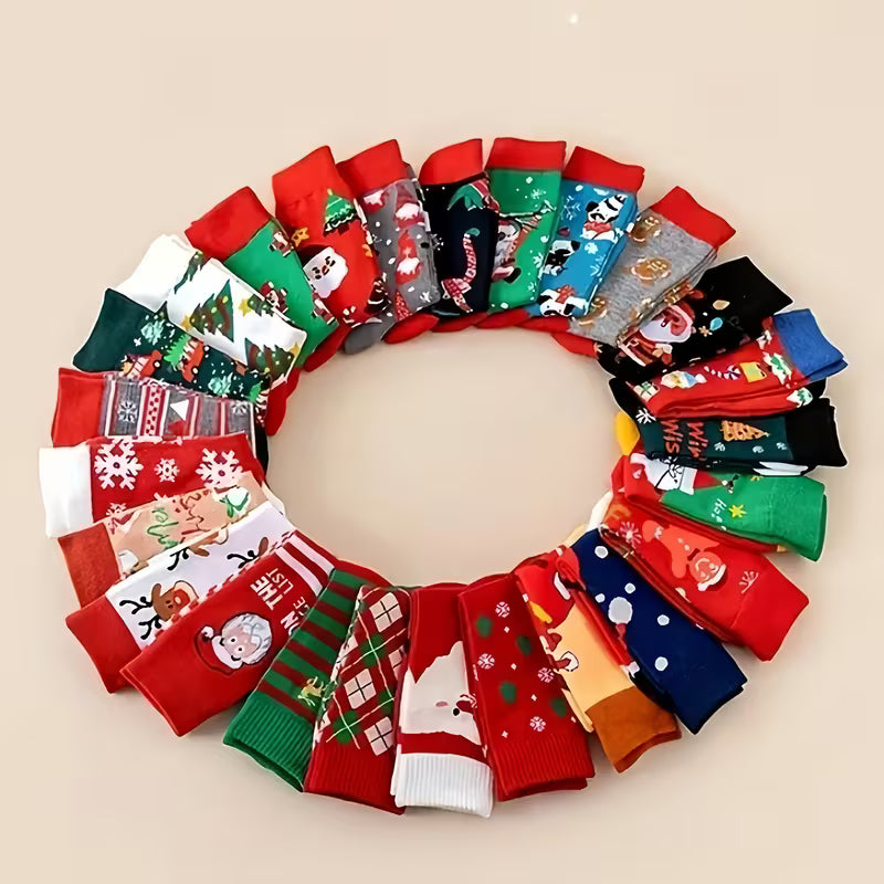 1 Pair of Christmas Santa Claus Cartoon Socks – Unisex Mid-Calf Casual Socks