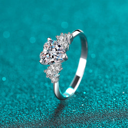 925 Sterling Silver Heart Moissanite Ring