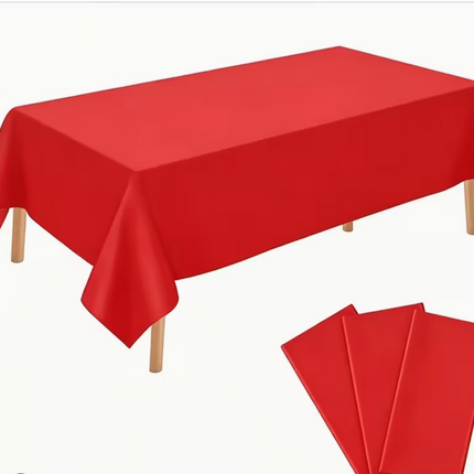 Red Disposable Plastic Tablecloth – Rectangular 6-Foot Table Cover