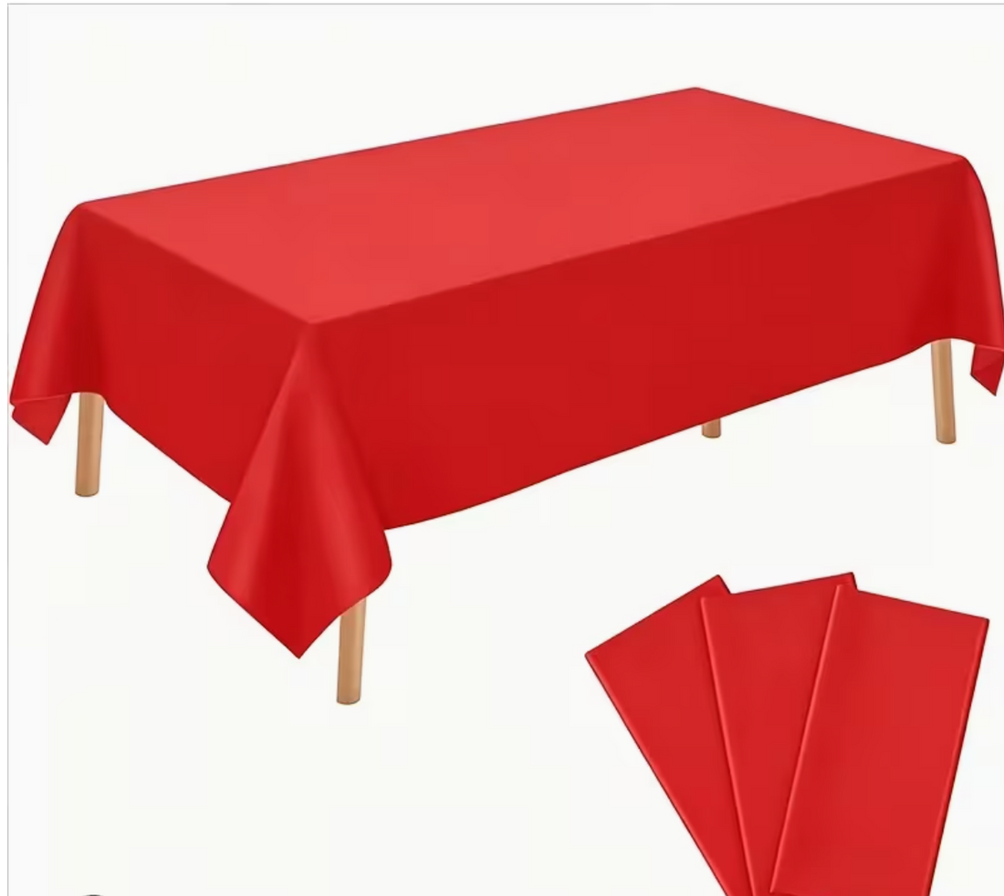 Red Disposable Plastic Tablecloth – Rectangular 6-Foot Table Cover