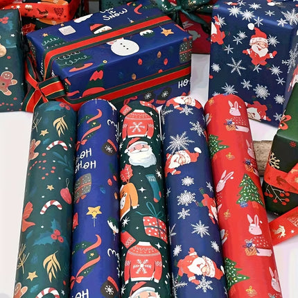 2pcs Christmas Wrapping Paper & Wall Decoration Stickers – Festive Cartoon Designs