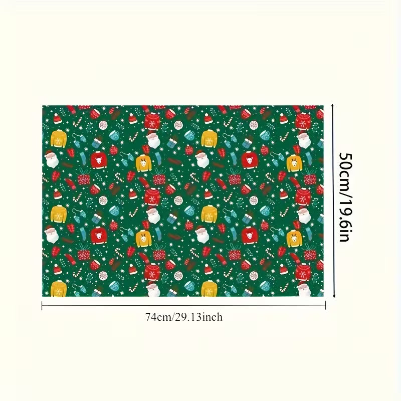 2pcs Christmas Wrapping Paper &amp; Wall Decoration Stickers – Festive Cartoon Designs