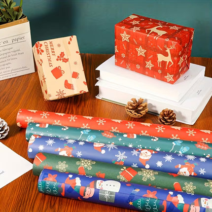 2pcs Christmas Wrapping Paper & Wall Decoration Stickers – Festive Cartoon Designs