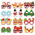 Set of 12 Christmas party glasses props featuring Santa, snowflake, and reindeer designs for holiday celebrations.