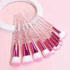 10 PCs spiral rose red tube white powder hair makeup brush set