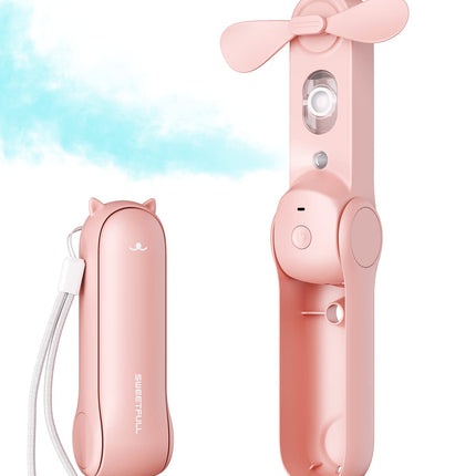 SWEETFULL Misting Fan Portable Handheld Personal Mister Fan Small Fan Rechargeable Mini Spray Water Mist Fan Kids Women Portable Fan For Travel Outdoors Hiking Camping Home Office (Pink)