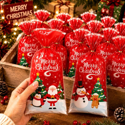 5pcs Red Christmas Theme Gift Bags – Random Style