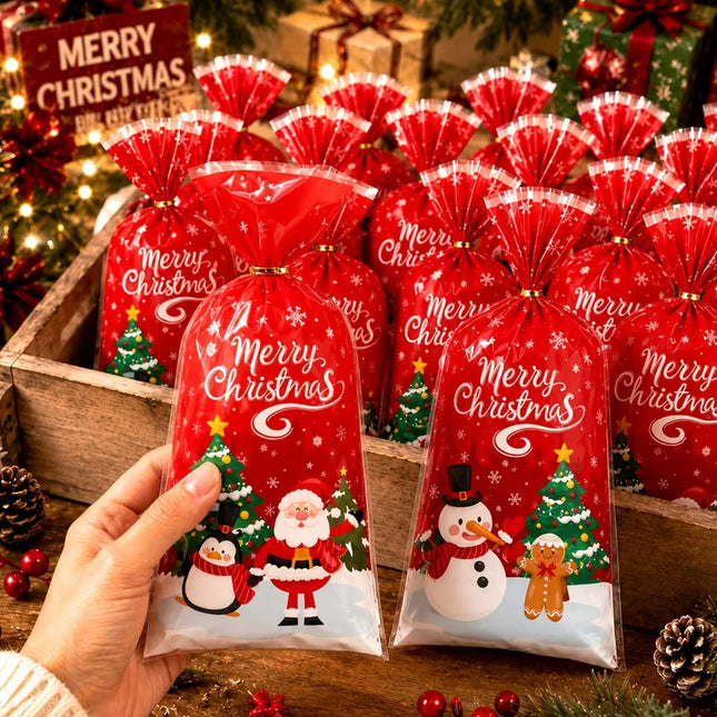 5pcs Red Christmas Theme Gift Bags – Random Style