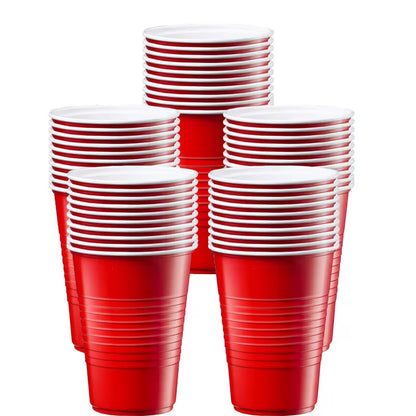 5pcs Red 12oz Disposable Plastic Party Cups