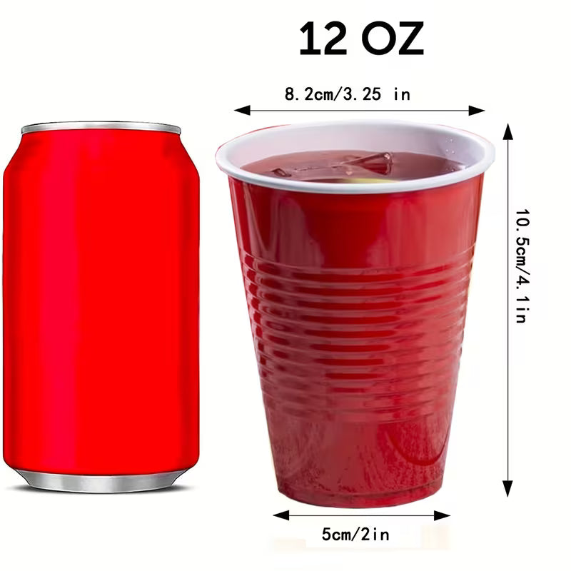 5pcs Red 12oz Disposable Plastic Party Cups