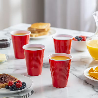 5pcs Red 12oz Disposable Plastic Party Cups