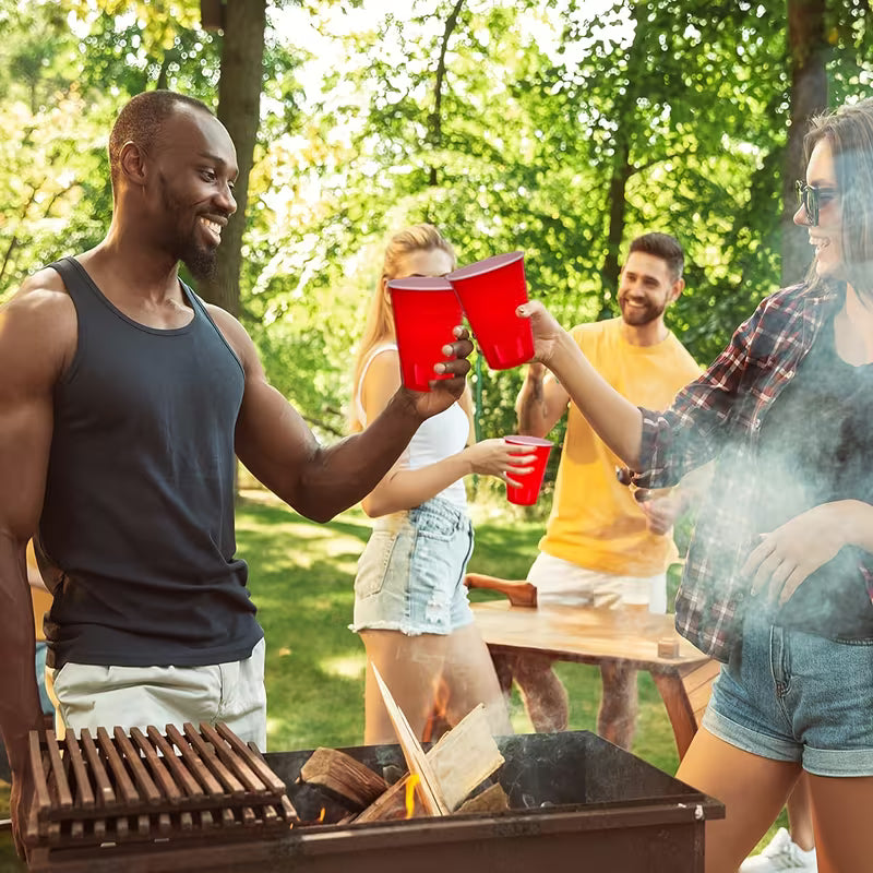 5pcs Red 12oz Disposable Plastic Party Cups