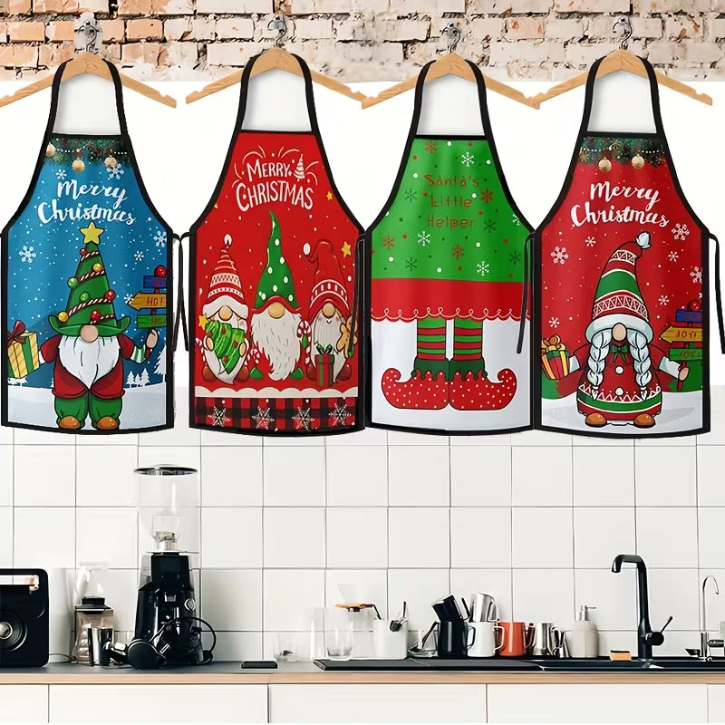 1pc Christmas Santa Claus Elf Apron – Unisex Festive Kitchen Apron