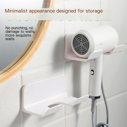 Bathroom hair dryer holder no drill multi-function rack in white, black, and gray for organized bathroom storage