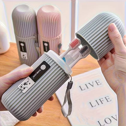 Travel Toothbrush Set with Portable Storage Box, Rinse Cup and Toothpaste Holder