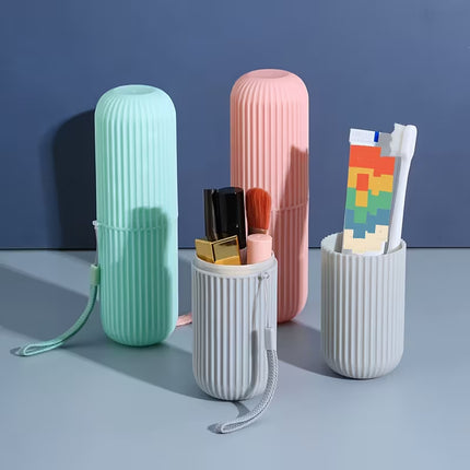 Travel Toothbrush Set with Portable Storage Box, Rinse Cup and Toothpaste Holder