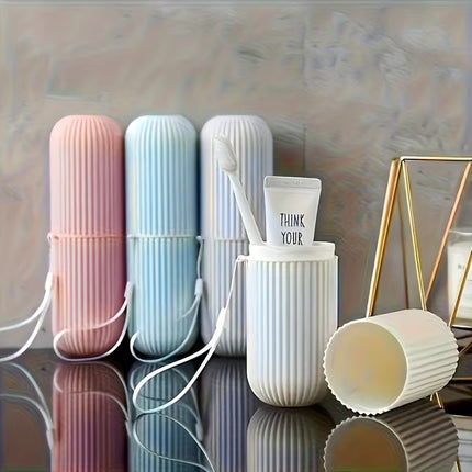 Travel Toothbrush Set with Portable Storage Box, Rinse Cup and Toothpaste Holder