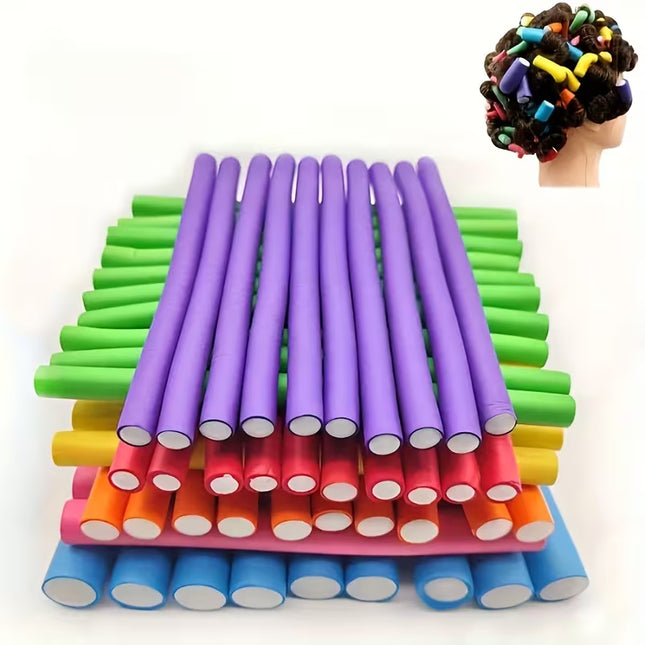 10pcs Flexible Heatless Hair Rollers – Soft Foam Curling Rods for DIY Hairstyling
