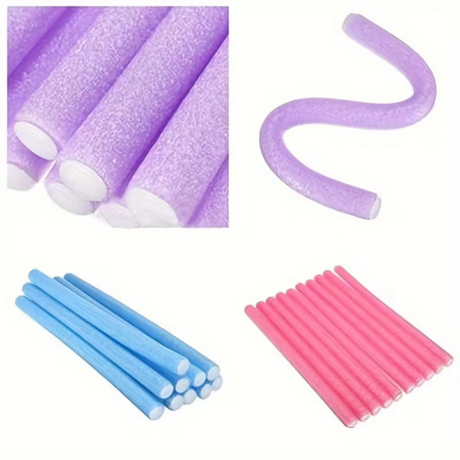 10pcs Flexible Heatless Hair Rollers – Soft Foam Curling Rods for DIY Hairstyling