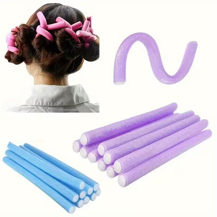 10pcs Flexible Heatless Hair Rollers – Soft Foam Curling Rods for DIY Hairstyling