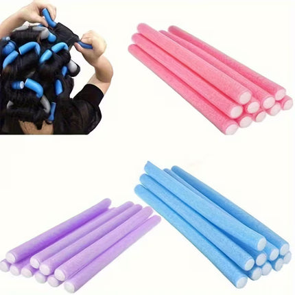 10pcs Flexible Heatless Hair Rollers – Soft Foam Curling Rods for DIY Hairstyling