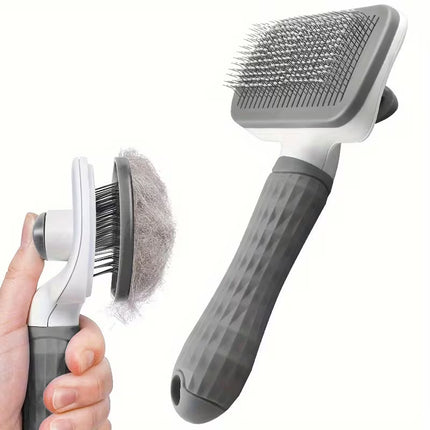 Self-Cleaning Cat and Dog Grooming Rake Brush – 304 Stainless Steel, Shedding Removal and Massage Tool