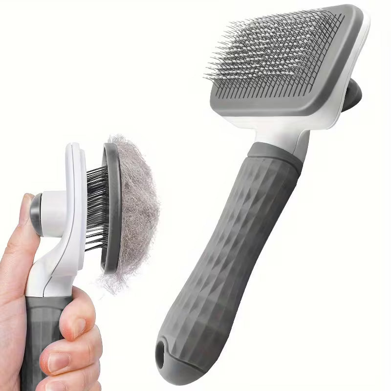 Self-Cleaning Cat and Dog Grooming Rake Brush – 304 Stainless Steel, Shedding Removal and Massage Tool