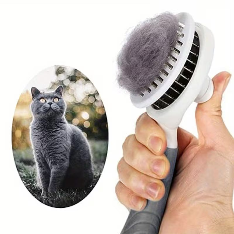 Self-Cleaning Cat and Dog Grooming Rake Brush – 304 Stainless Steel, Shedding Removal and Massage Tool