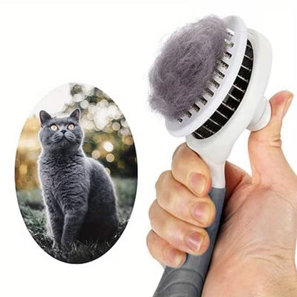 Self-Cleaning Cat and Dog Grooming Rake Brush – 304 Stainless Steel, Shedding Removal and Massage Tool