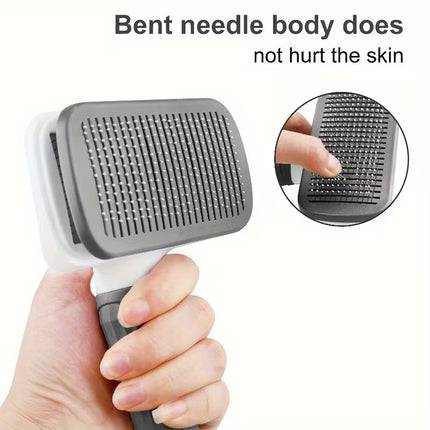 Self-Cleaning Cat and Dog Grooming Rake Brush – 304 Stainless Steel, Shedding Removal and Massage Tool