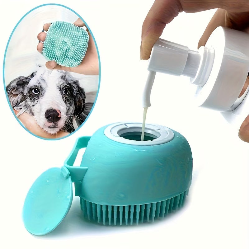 (Pet Bath Brush And Storage Hook) Cat Massage Brushes, Dog And Cat Bath Brushes, Built-In Storage - Gentle Pet Brushes, Built-In Shampoo Dispenser Massage Brushes, Multifunctional Massage Combs And Cleaning Tools