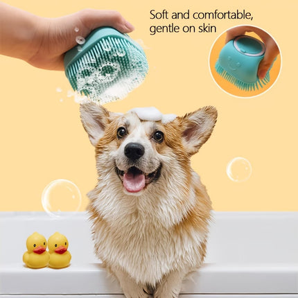(Pet Bath Brush And Storage Hook) Cat Massage Brushes, Dog And Cat Bath Brushes, Built-In Storage - Gentle Pet Brushes, Built-In Shampoo Dispenser Massage Brushes, Multifunctional Massage Combs And Cleaning Tools