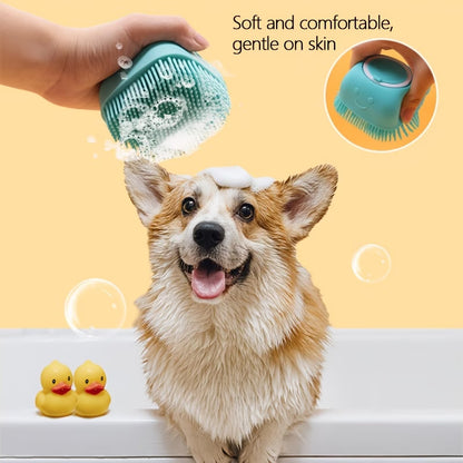(Pet Bath Brush And Storage Hook) Cat Massage Brushes, Dog And Cat Bath Brushes, Built-In Storage - Gentle Pet Brushes, Built-In Shampoo Dispenser Massage Brushes, Multifunctional Massage Combs And Cleaning Tools