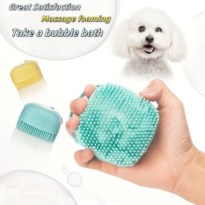 (Pet Bath Brush And Storage Hook) Cat Massage Brushes, Dog And Cat Bath Brushes, Built-In Storage - Gentle Pet Brushes, Built-In Shampoo Dispenser Massage Brushes, Multifunctional Massage Combs And Cleaning Tools
