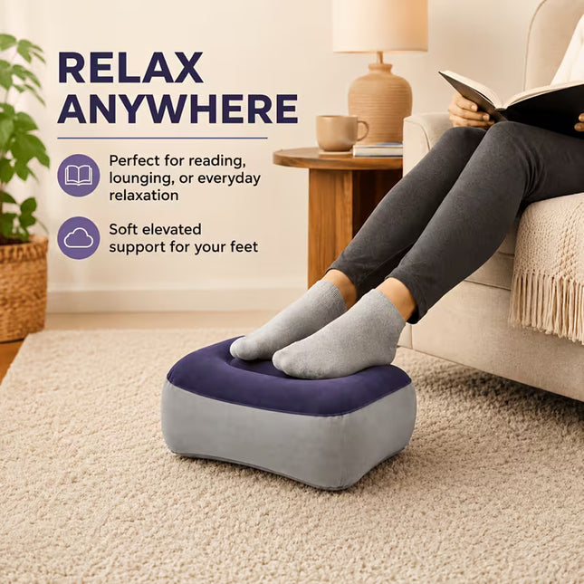 Inflatable PVC Foot Rest – Adjustable Portable Footstool for Travel, Home and Office