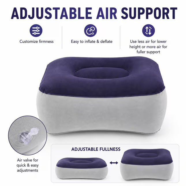 Inflatable PVC Foot Rest – Adjustable Portable Footstool for Travel, Home and Office