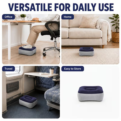 Inflatable PVC Foot Rest – Adjustable Portable Footstool for Travel, Home and Office
