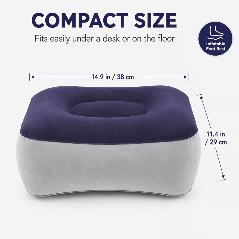 Inflatable PVC Foot Rest – Adjustable Portable Footstool for Travel, Home and Office