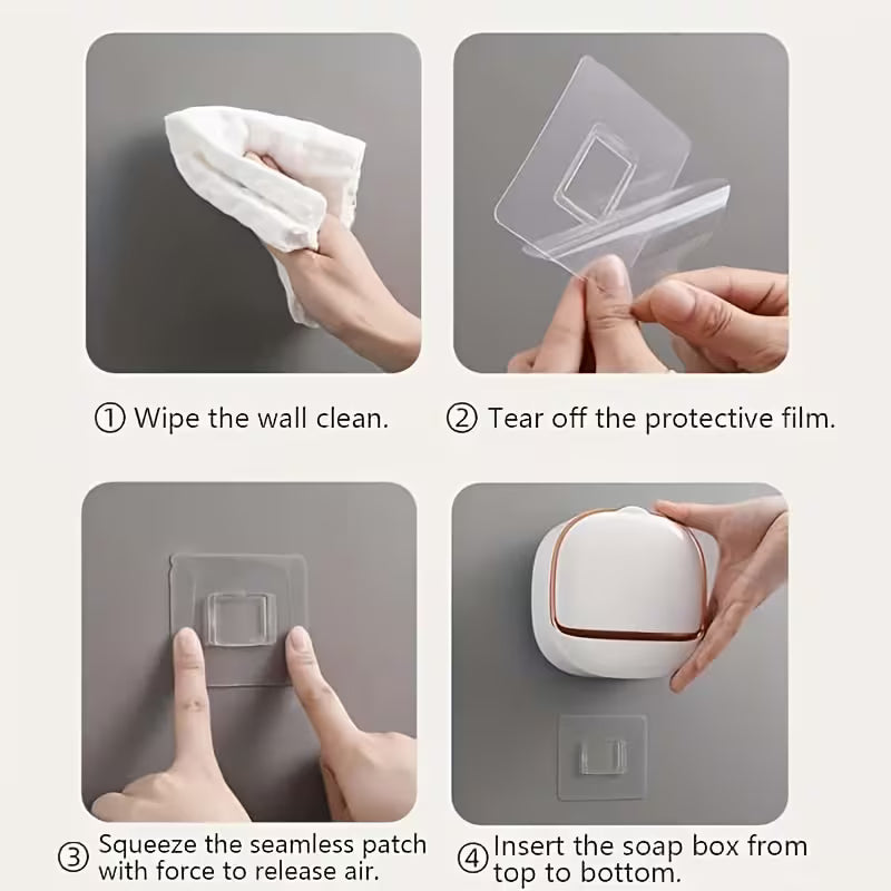 Wall-Mounted Draining Soap Holder – No-Drill Soap Box for Bathroom and Shower