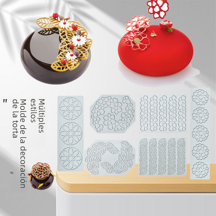 Heart Leaf Lace silicone cake decoration mold with intricate heart and leaf patterns for baking