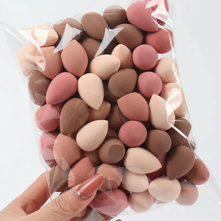 Set of 10 coffee-colored mini makeup sponges from UK Dropships, ideal for contouring, blending, and applying foundation and concealer.