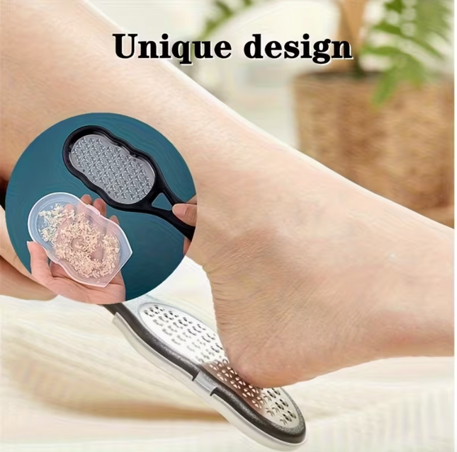 Stainless Steel Foot File Sander  Anti-Splash Design • Comfortable Handle • Rust-Proof & Durable • Removes Dead Skin & Calluses • Home SPA & Pedicure Essential