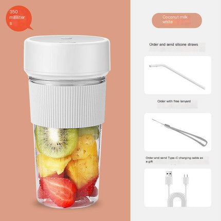 Portable high-speed mini electric juicer cup with USB charging and five-blade design for smooth fresh juices
