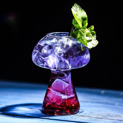 Cute Mushroom Cocktail Glass with straw and 280ml capacity for drinks