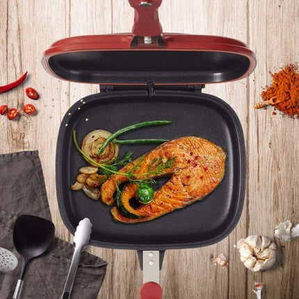 Korean Double-Sided Square non-stick grill pan made of cast aluminum with double-sided design for versatile cooking