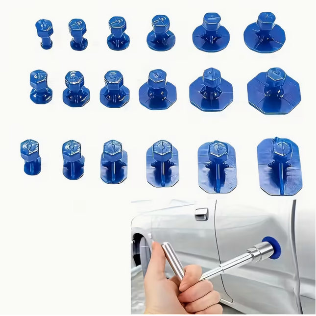 Automotive Body Repair Tool Kit for Removing Dents Without Paint, Featuring a Mechanical T-Bar Dent Puller, Sheet Metal Slide, And Various Sizes of Suction Cups, Without Battery