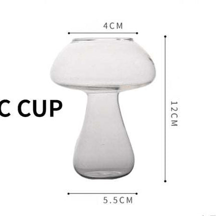 Cute mushroom cocktail glass with built-in straw for drinks, 280ml transparent whimsical glass cup