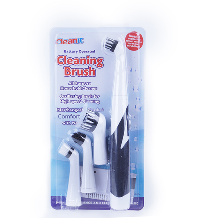 Wireless Sonic Scrubber electric cleaning brush with four interchangeable heads and ergonomic grip in multiple colors